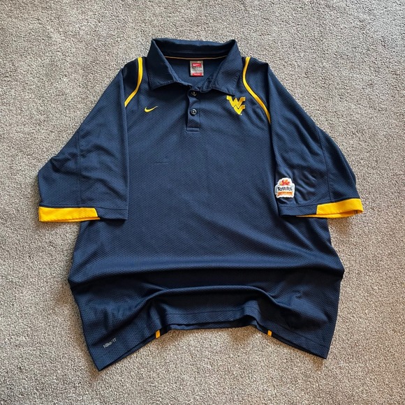 Nike Other - Mens Nike West Virginia Polo XL Navy Excellent WVU Fiesta Bowl Nike Fit Dry